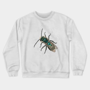 Blue, Orchard, Mason Bee Doodle, for dark background Crewneck Sweatshirt